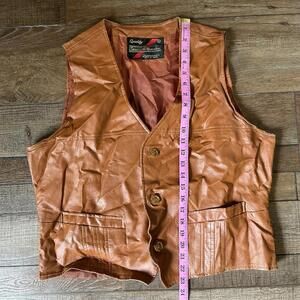 70s VINTAGE Size XL - Sears Faux Leather Vest Men's Korea Made Western #27629